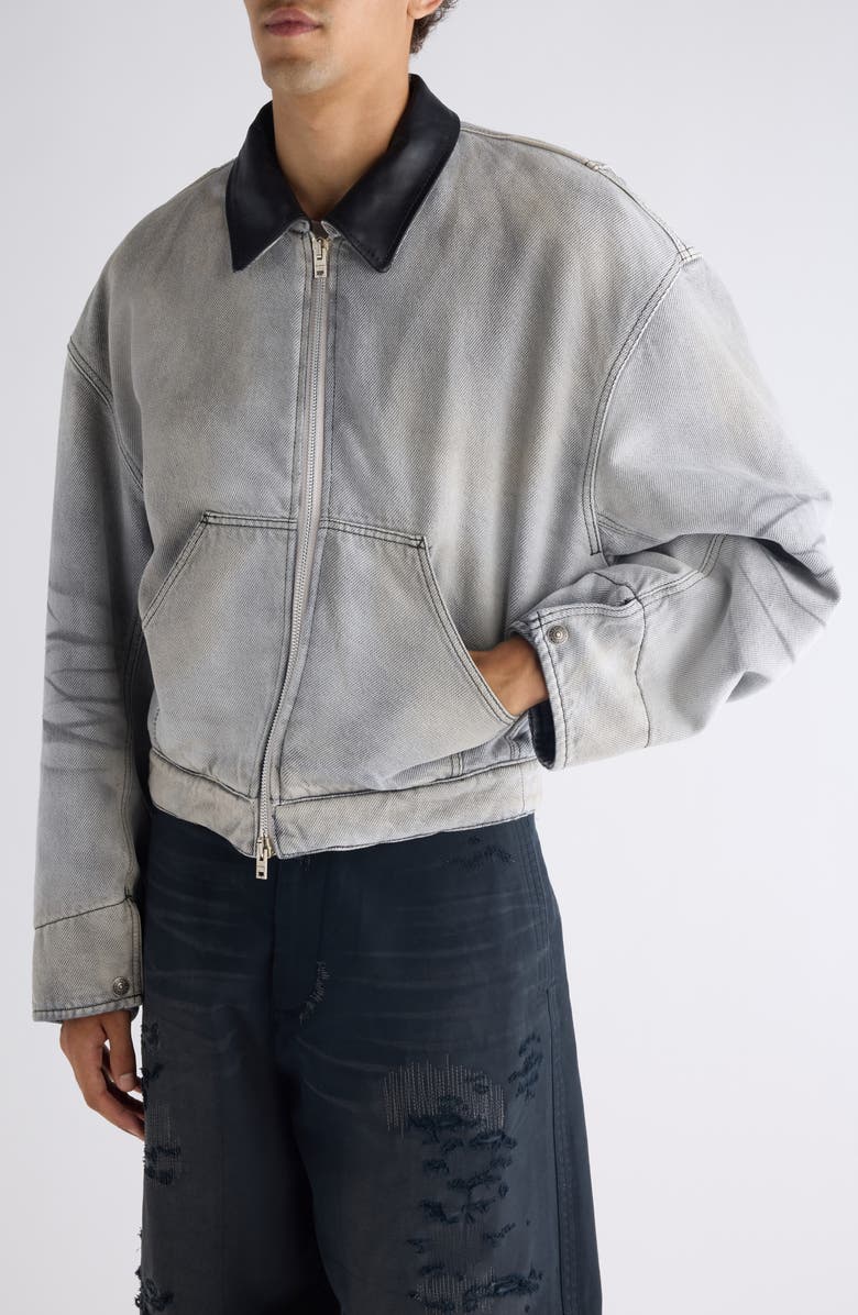 Acne Studios Ohniev Sulphur Fade Denim Jacket, Alternate, color, White/ Black