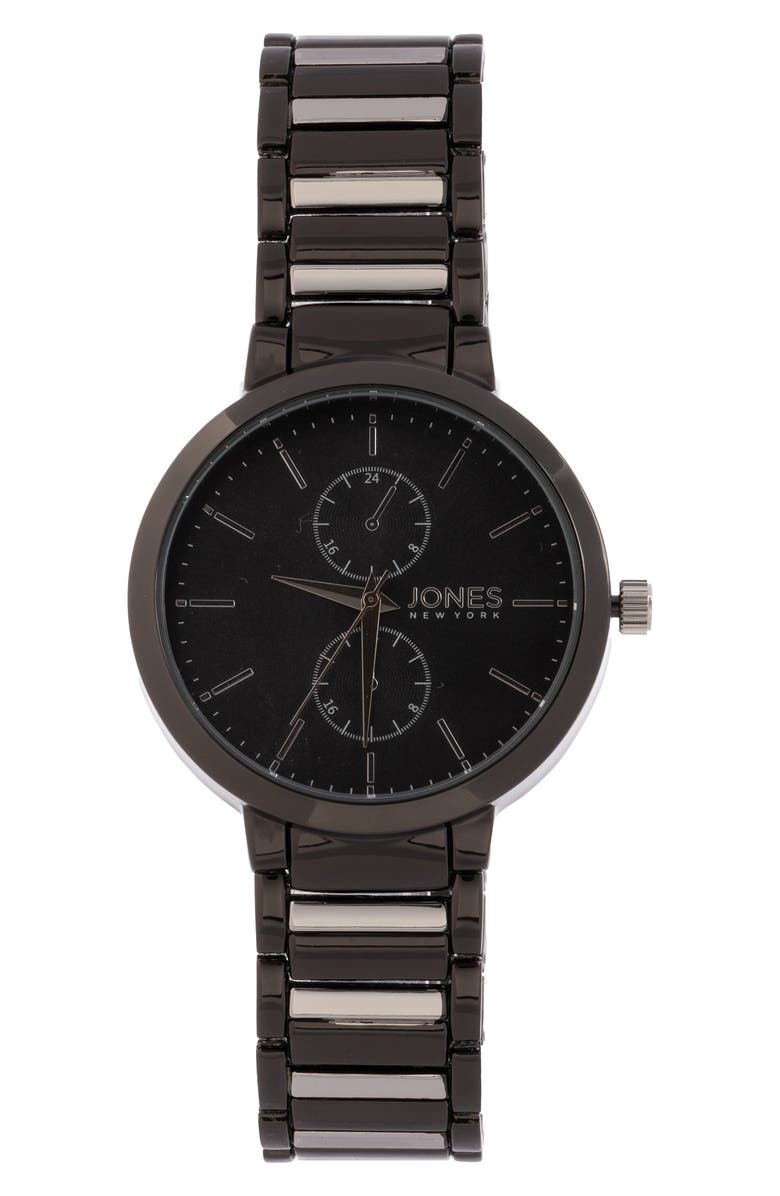 Jones New York Chronograph Bracelet Watch & Bracelet Set, 42mm x 47mm, Alternate, color, Gun