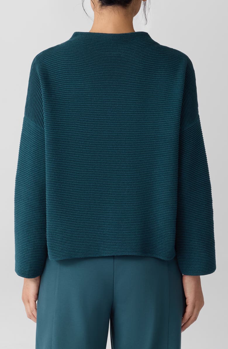 Eileen Fisher Funnel Neck Organic Cotton Blend Sweater, Alternate, color, Alpine