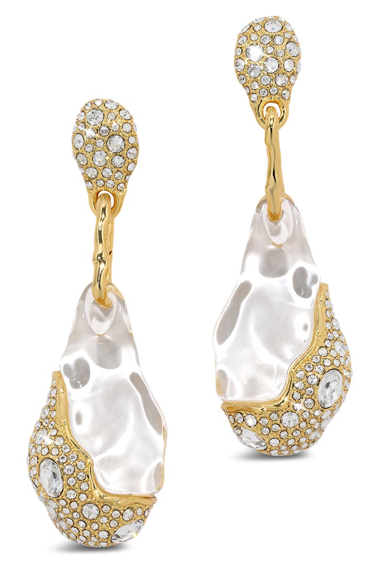 Liquid Lucite® Crystal Pavé Earrings, Main, color, GOLD/ LUCITE