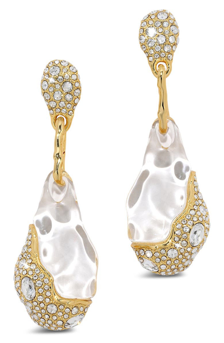 Alexis Bittar Liquid Lucite<sup>®</sup> Crystal Pavé Earrings, Main, color, Gold/ Lucite