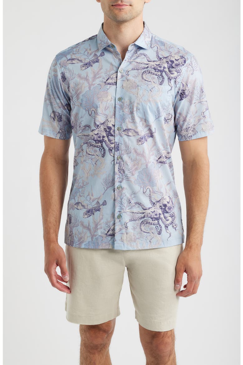 Octopuss Notched Collar Cotton Lawn Shirt, Main, color, CHAMBRAY