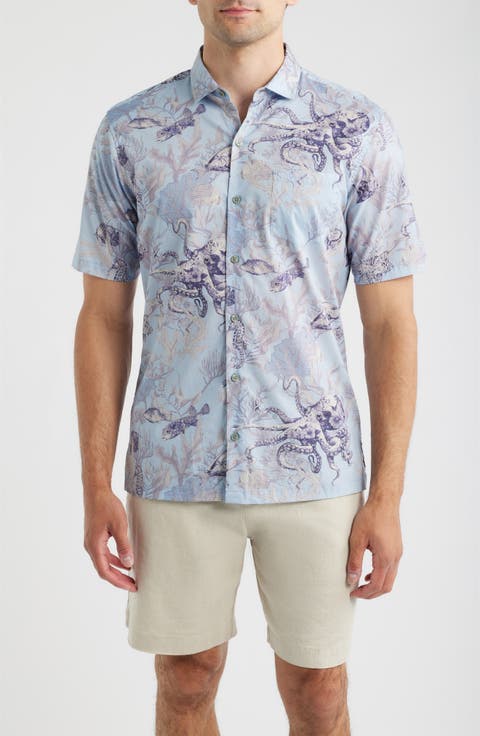 Octopuss Notched Collar Cotton Lawn Shirt