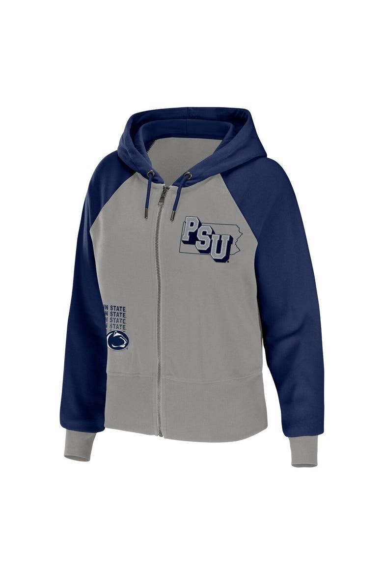 Women's WEAR by Erin Andrews Gray Penn State Nittany Lions Raglan Full-Zip Hoodie, Alternate, color, Gray