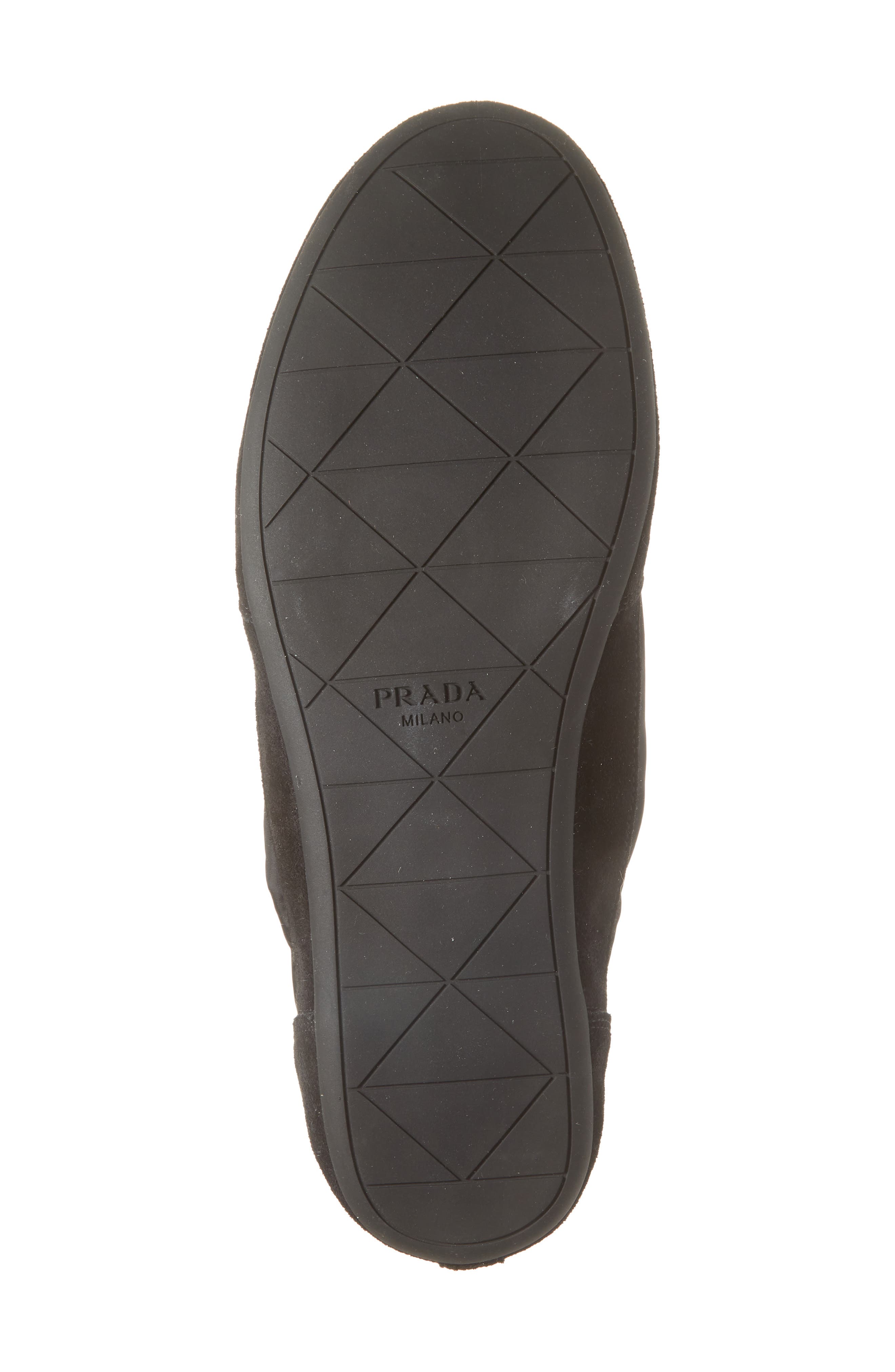 Prada Collapse Mixed Media Low Top Sneaker, Alternate, color, Nero