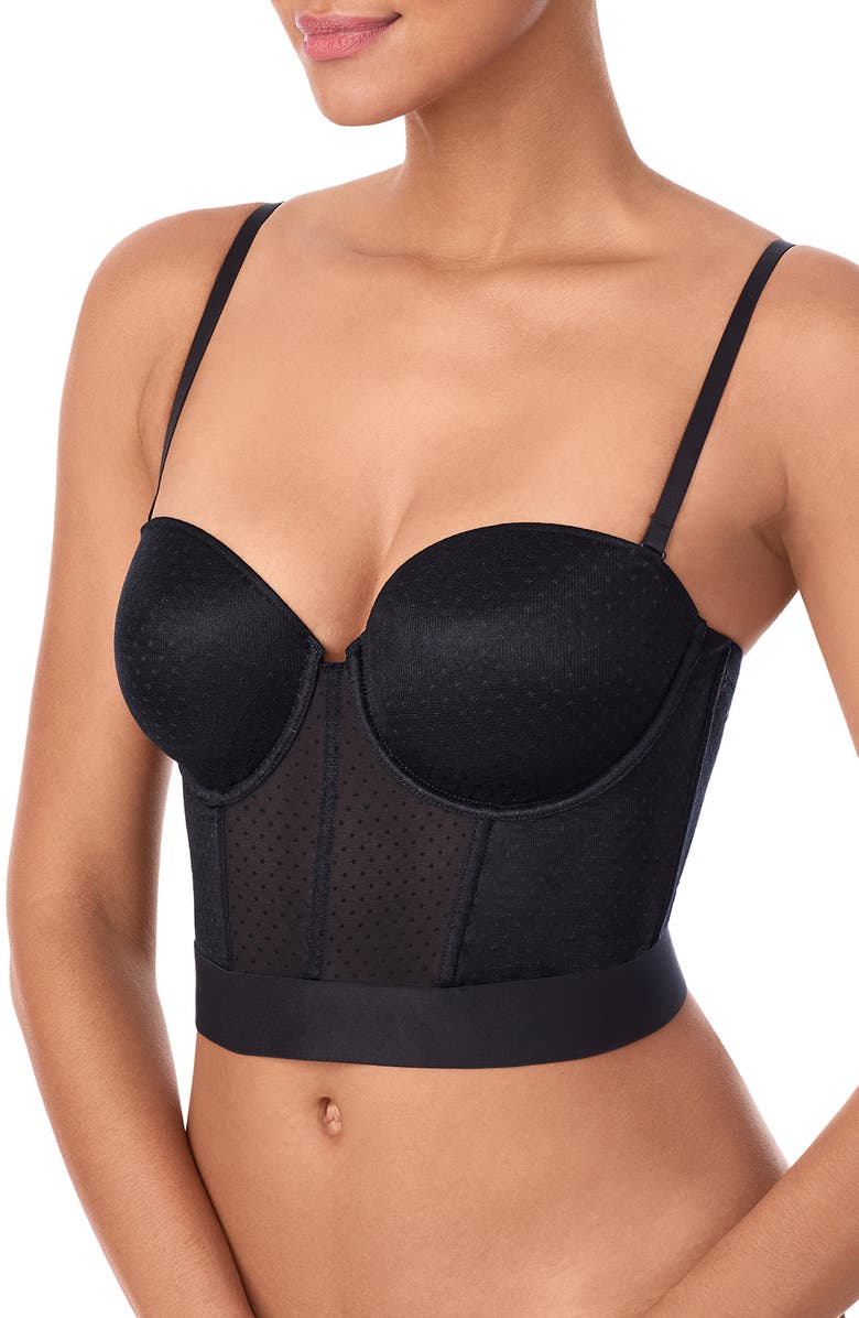 DKNY Dot Mesh Bustier, Alternate, color, Black