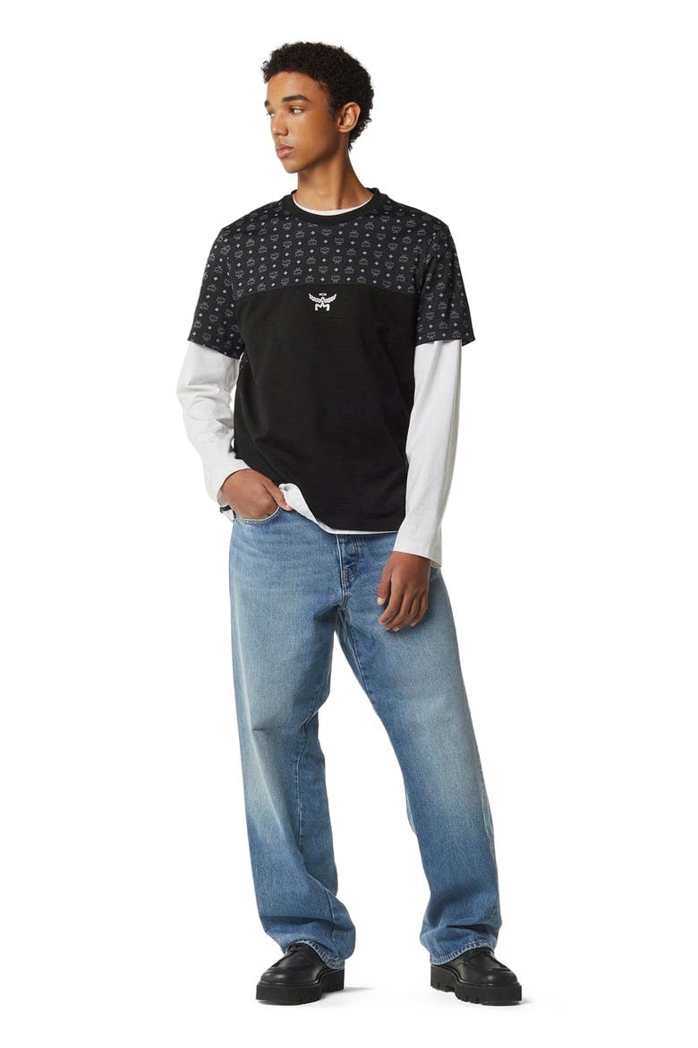 Monogram Print T-Shirt in Organic Cotton, Main, color, Black