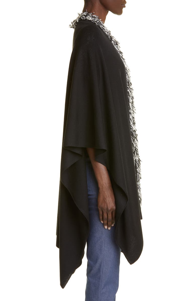 St. John Collection Fringe Detail Wool Blend Cape, Alternate, color,