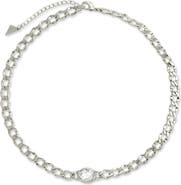 Sterling Forever Rebel Station Cubic Zirconia Curb Chain Necklace