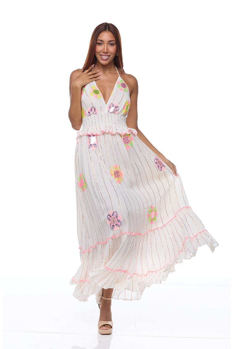 Embellished Cotton Cover-Up Maxi Dress, Alternate, color, WHITE
