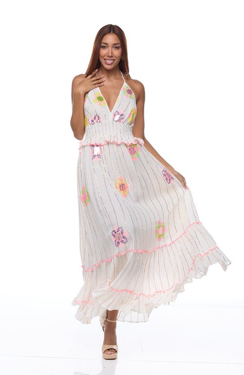 Ranee's Ranees Embellished Cotton Cover-up Maxi Dress In White