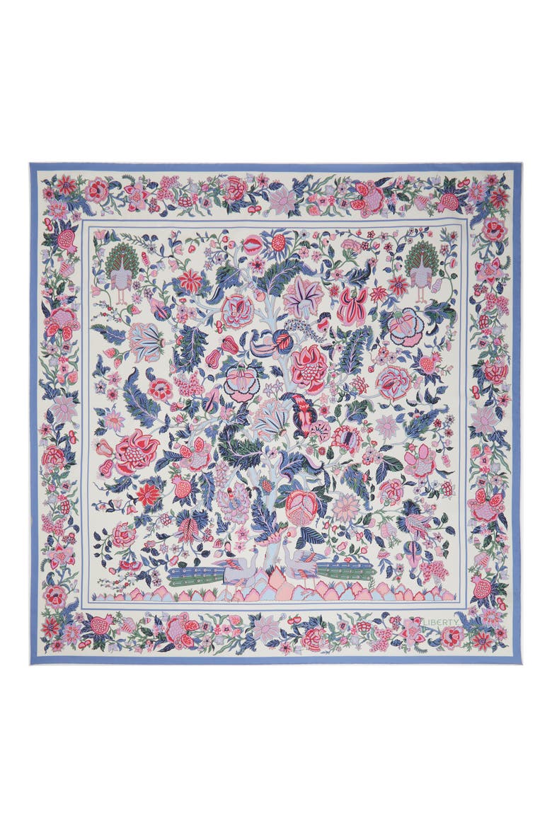 Tree of Life Silk Square Scarf, Alternate, color, CREAM MULTI