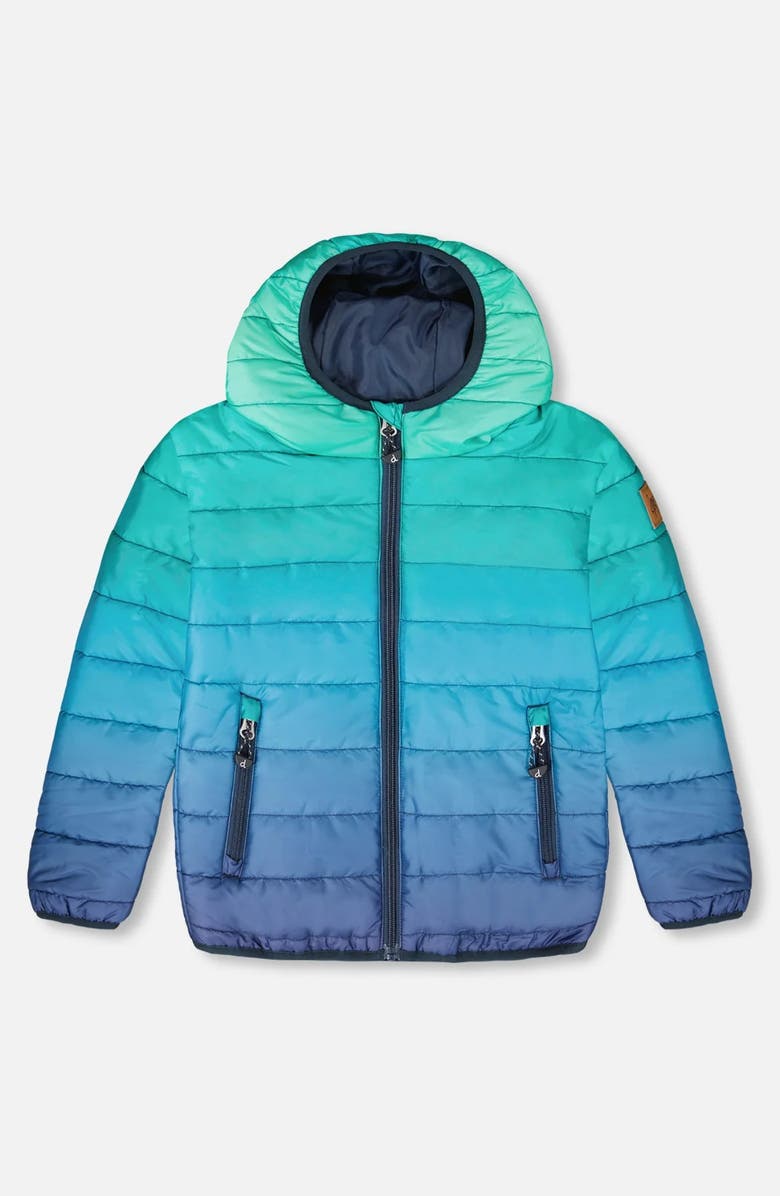 Deux par Deux Boy Quilted Mid-Season Jacket, Main, color, Green And Blue Gradient