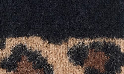Bruno Magli Cashmere Leopard Gloves In Black