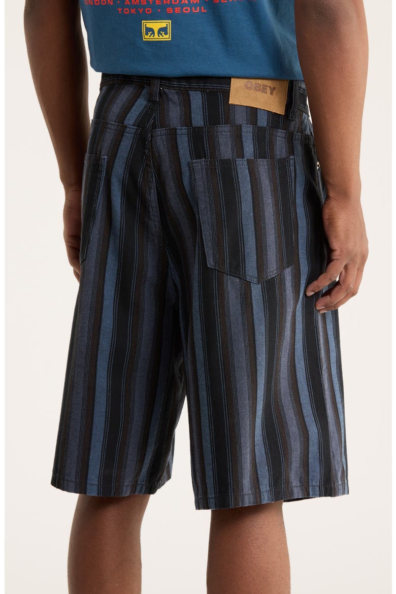 Baja Stripe Baggy Denim Shorts, Alternate, color, BLACK MULTI