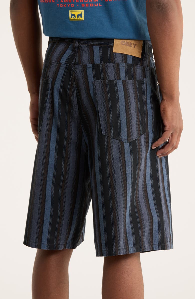 Obey Baja Stripe Baggy Denim Shorts, Alternate, color, Black Multi