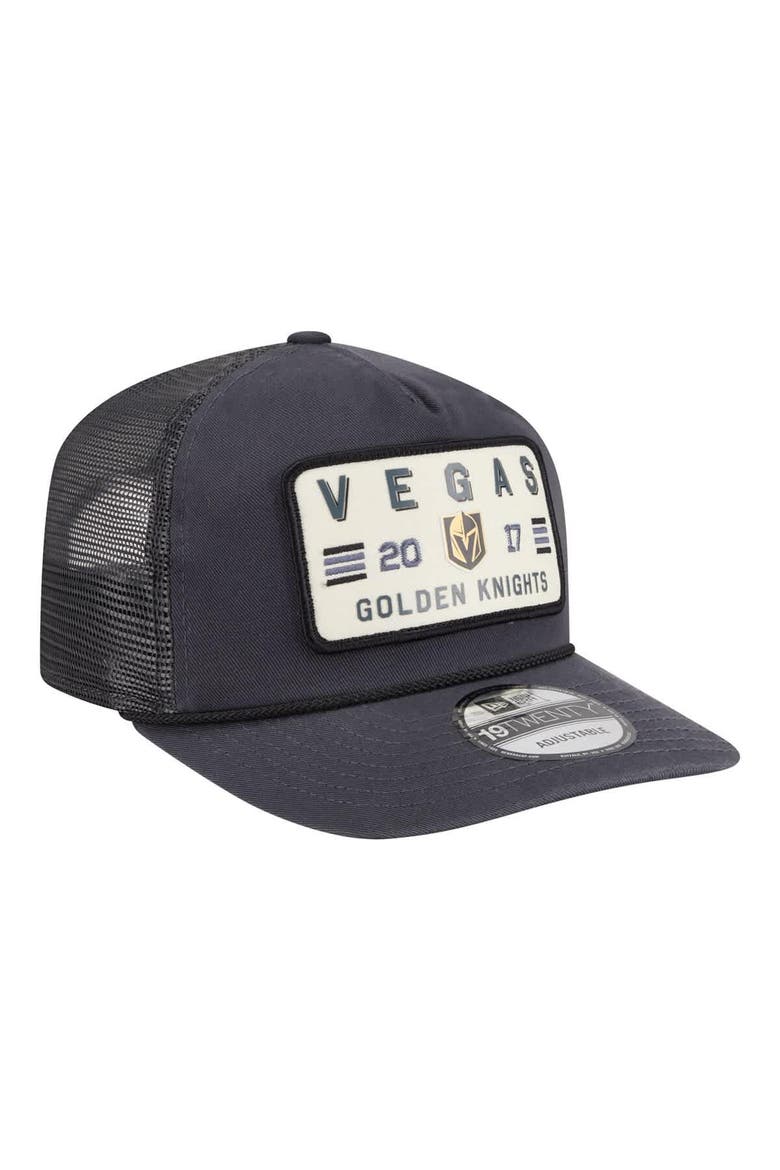 Men's New Era Charcoal Vegas Golden Knights Washed Patch 19TWENTY Trucker Adjustable Hat, Alternate, color, Charcoal