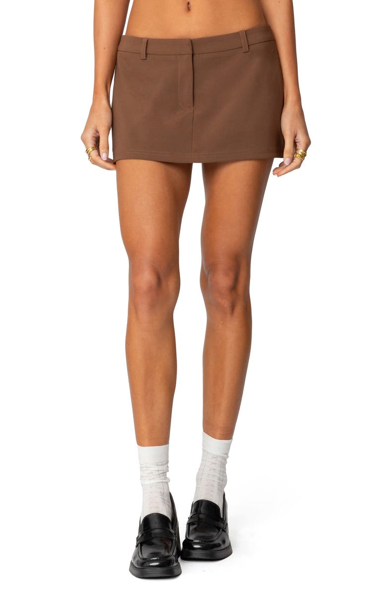 EDIKTED Marlie Tailored Micro Mini Skort, Main, color, Brown
