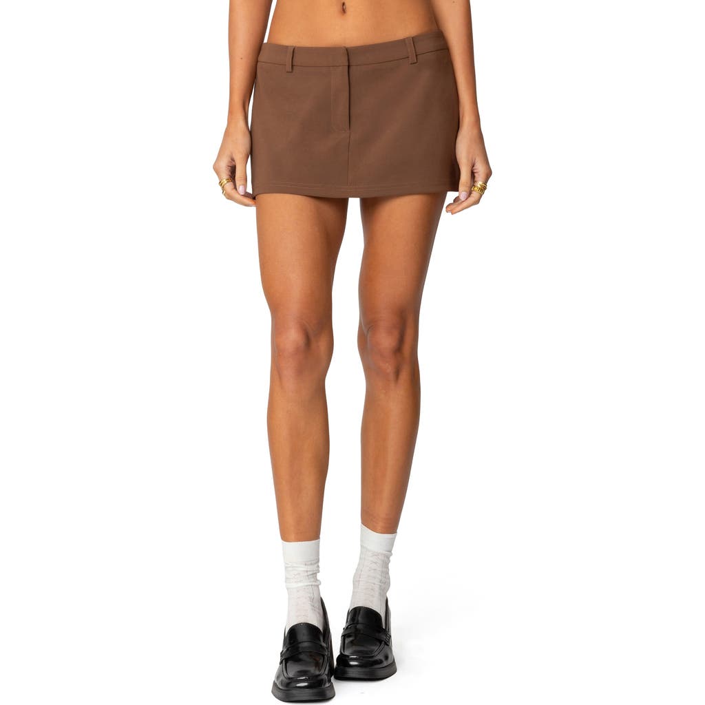 Shop Edikted Marlie Tailored Micro Mini Skort In Brown