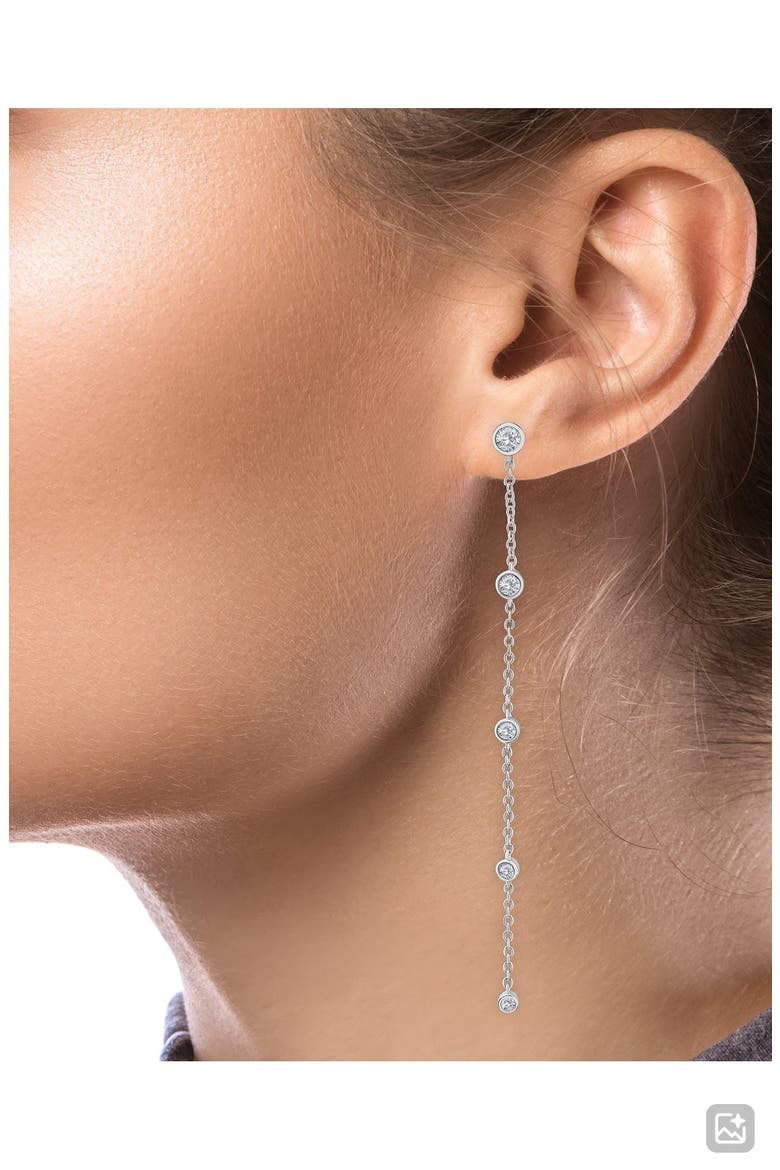 Cubic Zirconia Station Drop Earrings, Alternate, color, RHODIUM PLATED