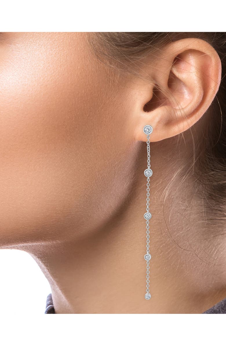 CZ by Kenneth Jay Lane Cubic Zirconia Station Drop Earrings, Alternate, color, Rhodium Plated