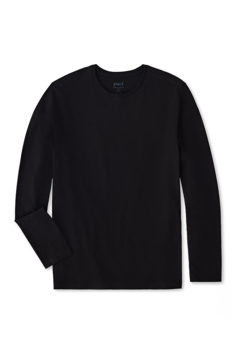 Organic Cotton Men's Softspun Essential Crewneck Long Sleeve Tee, Alternate, color, Black