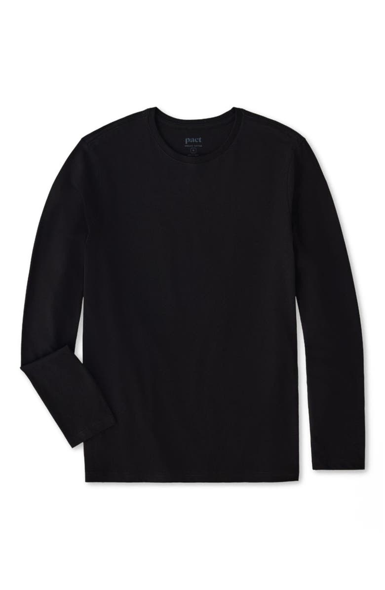 Pact Organic Cotton Men's Softspun Essential Crewneck Long Sleeve Tee, Alternate, color, Black