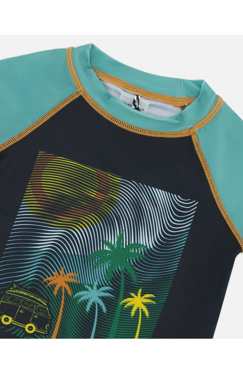 Deux par Deux Baby Boy's Short Sleeve Rashguard With Print Black, Alternate, color, 