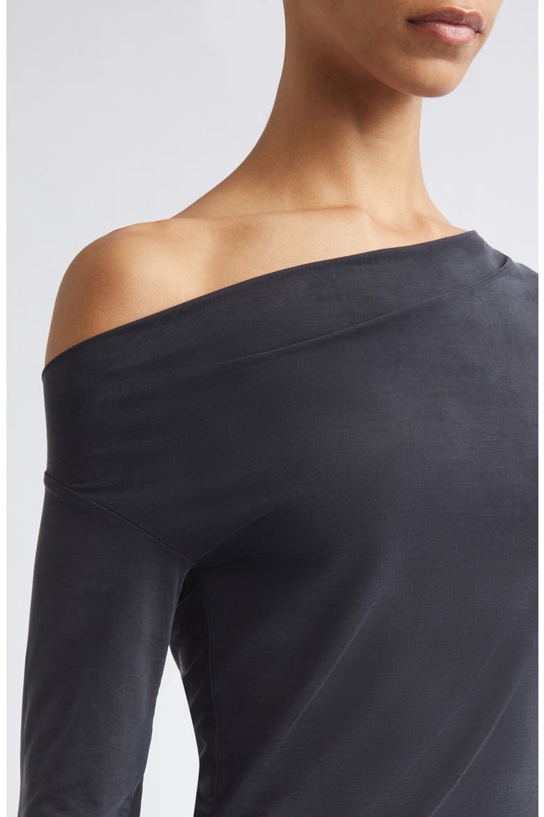 Cupro Jersey Long Sleeve Top, Alternate, color, BLACK