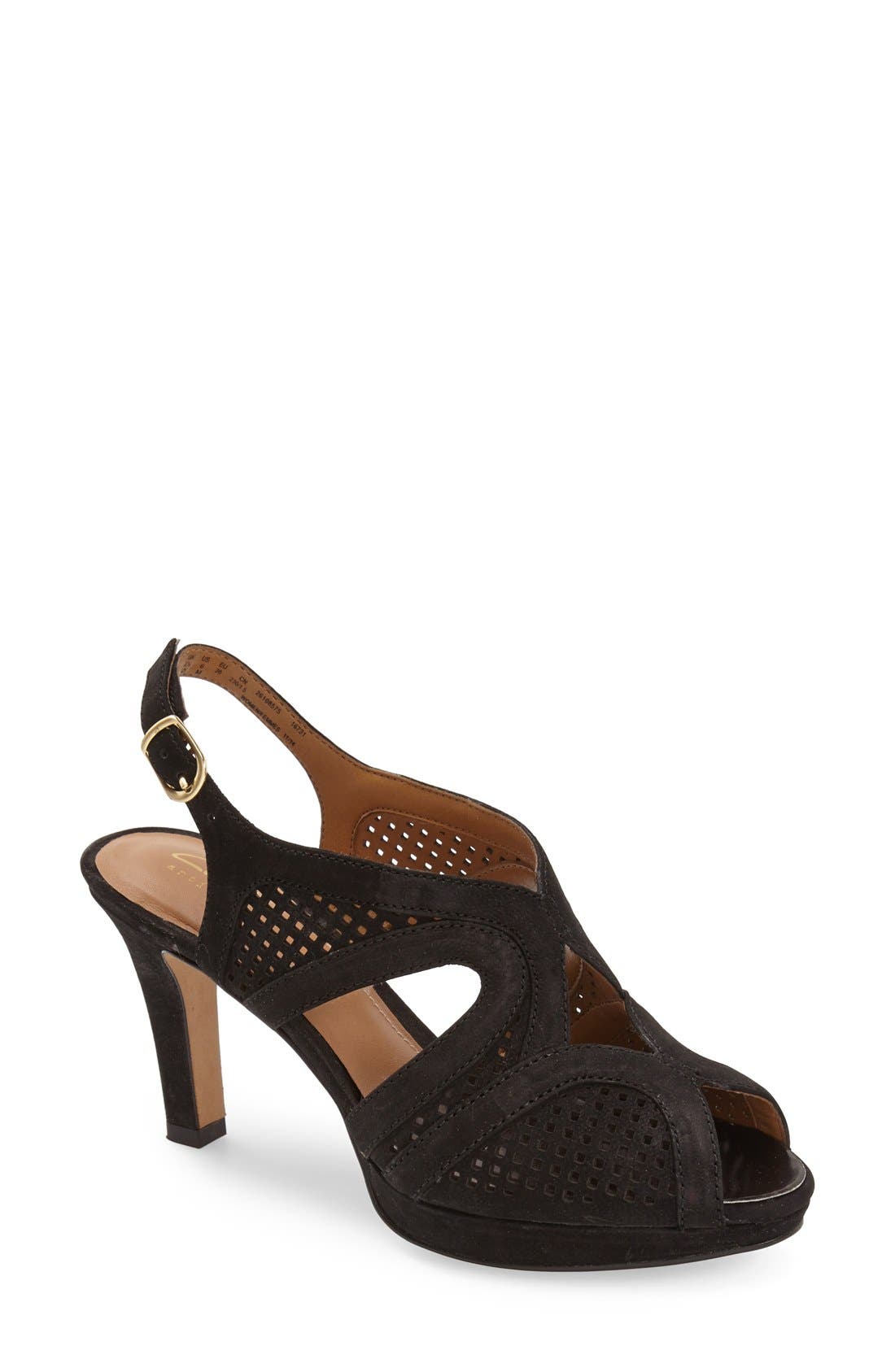 'Delsie Grace' Slingback Sandal, Main, color, BLACK NUBUCK