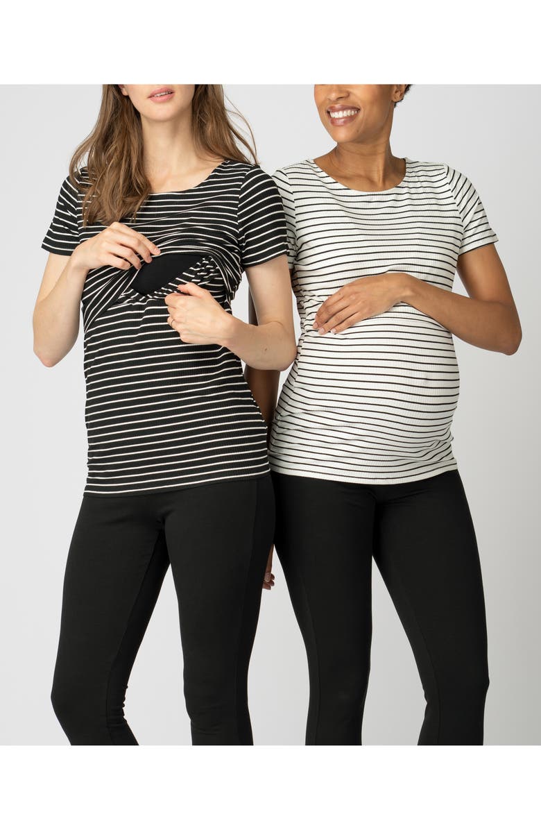Seraphine Assorted 2-Pack Stripe Rib Maternity/Nursing T-Shirt, Alternate, color, 