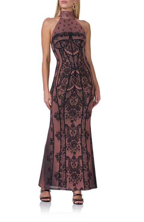Arlette Bustier Print Mesh Dress