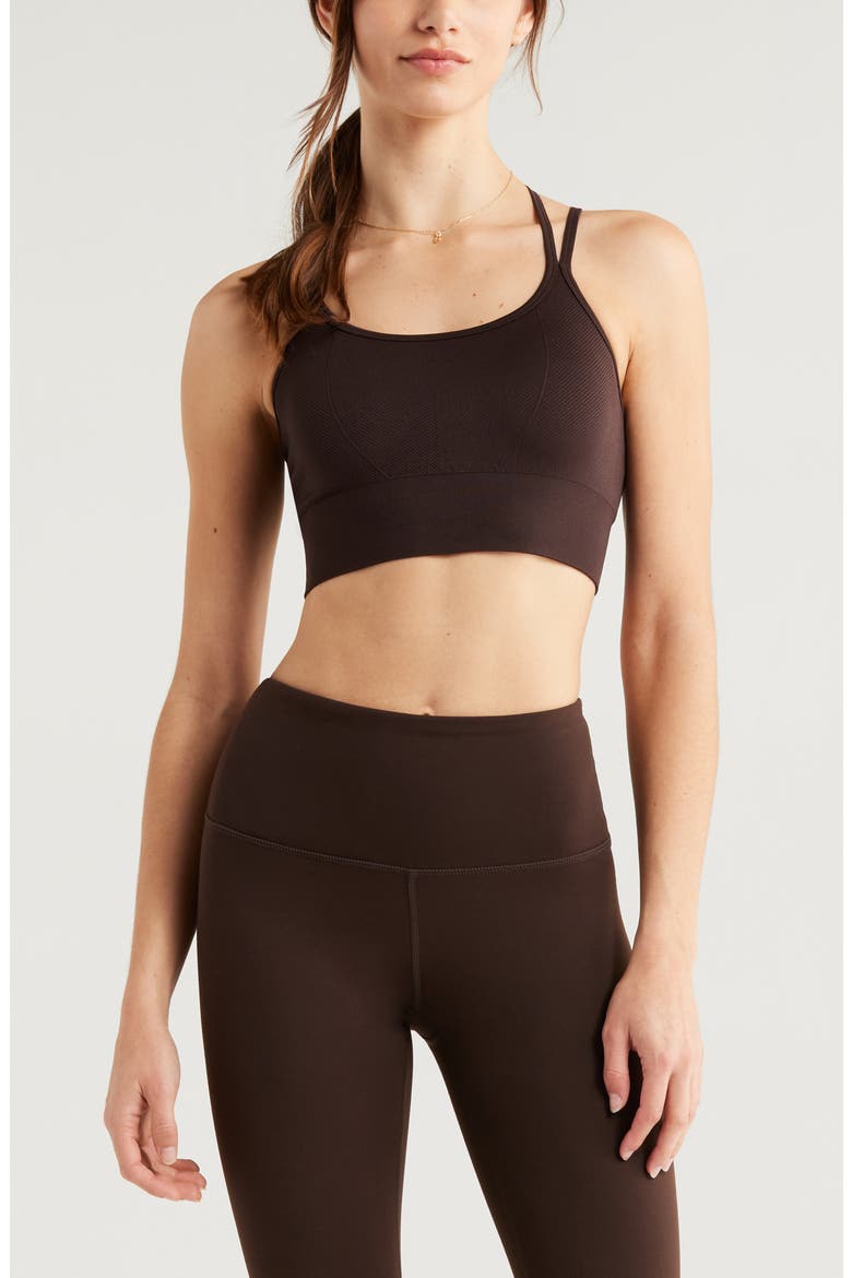 Seamless Strappy Sports Bra, Main, color, BROWN MOLE