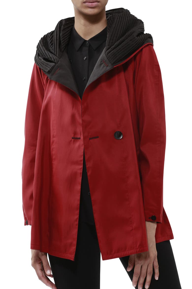Mini Donatella Reversible Hooded Raincoat, Main, color, RED / BLACK