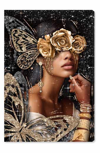 Wynwood Studio Golden Butterfly Goddess Canvas Wall Art