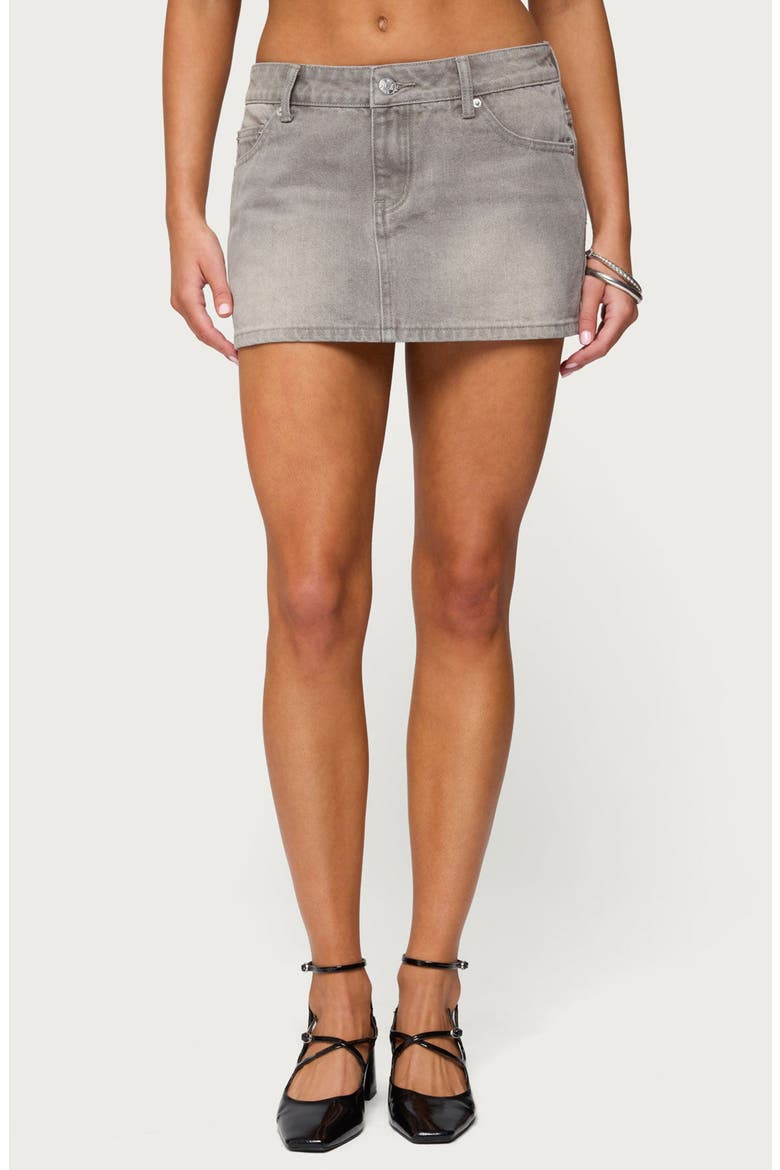 Chiara Low Rise Denim Miniskirt, Main, color, GRAY-WASHED