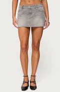 EDIKTED Chiara Low Rise Denim Miniskirt