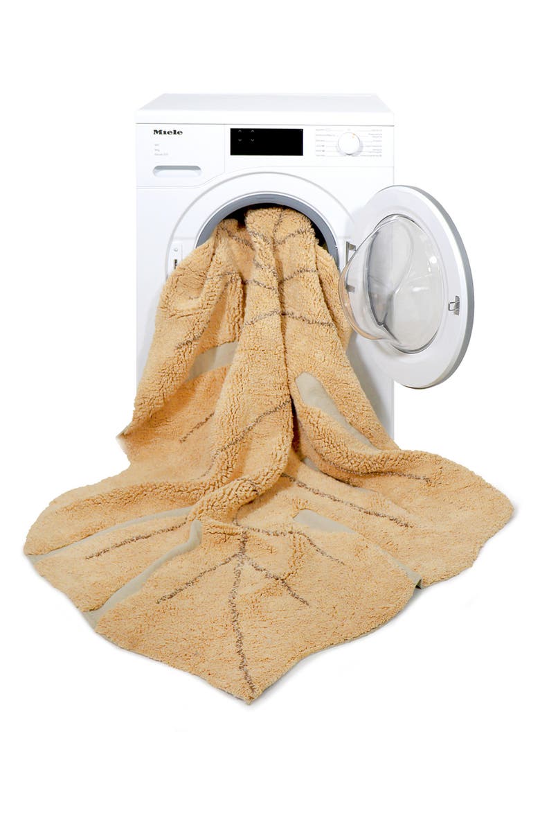 Lorena Canals Monstera Leaf Washable Area Rug, Alternate, color, Honey Soil Brown Olive