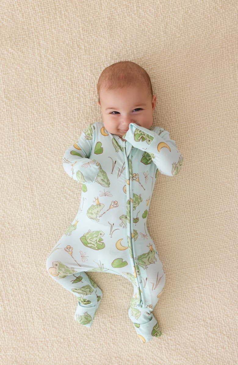 Posh Peanut Frog Prince Print Covertible Zip-Up Footie, Alternate, color, Light/ Pastel Green