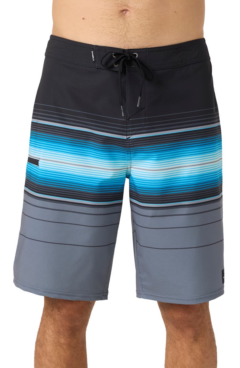 O'Neill Hyperfreak Heat Stripe Swim Trunks, Main, color, Black Multi