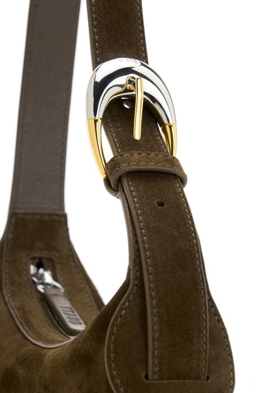 Staud Ollie Metallic Leather Shoulder Bag In Red