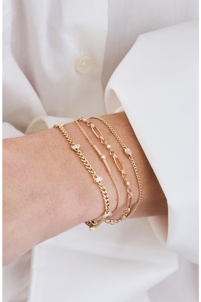 Baguette Diamond Chain Bracelet, Alternate, color, 14K YG
