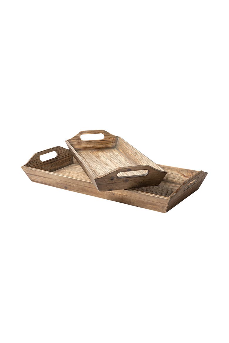Tawny (Set of 2) Natural Wooden Trays, Main, color, Brown