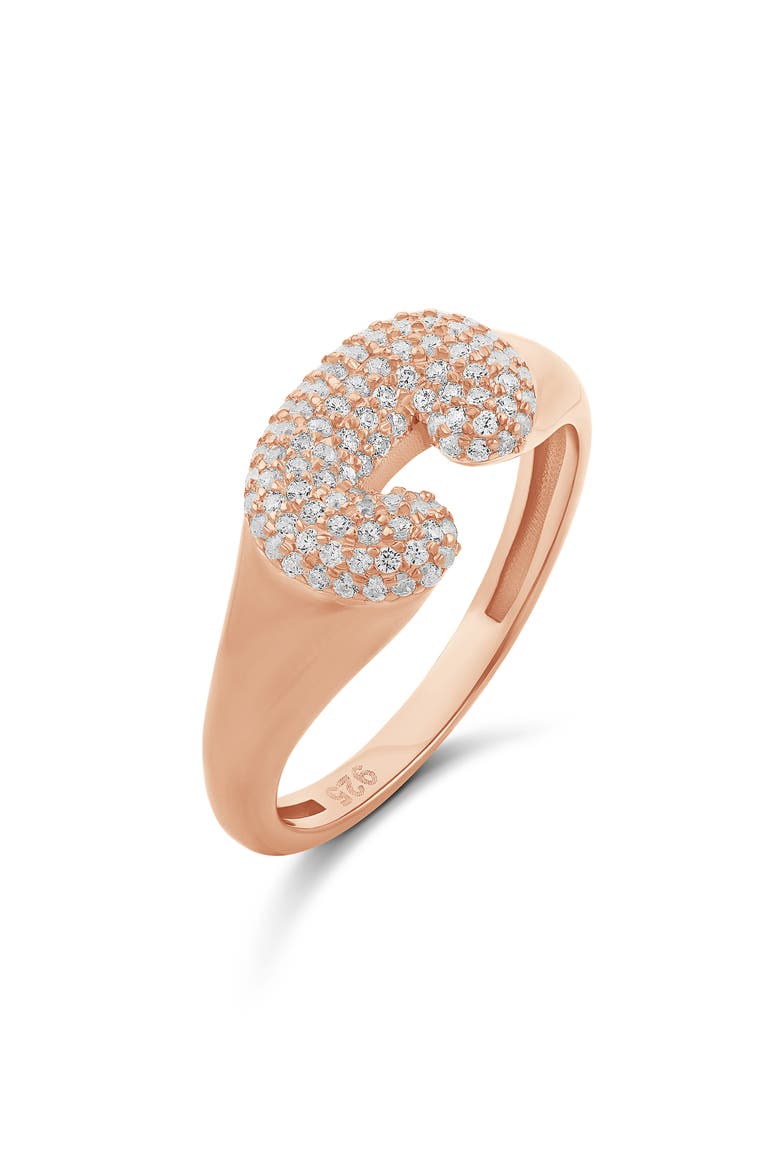 Pavé Bubble Initial Ring, Main, color, ROSE