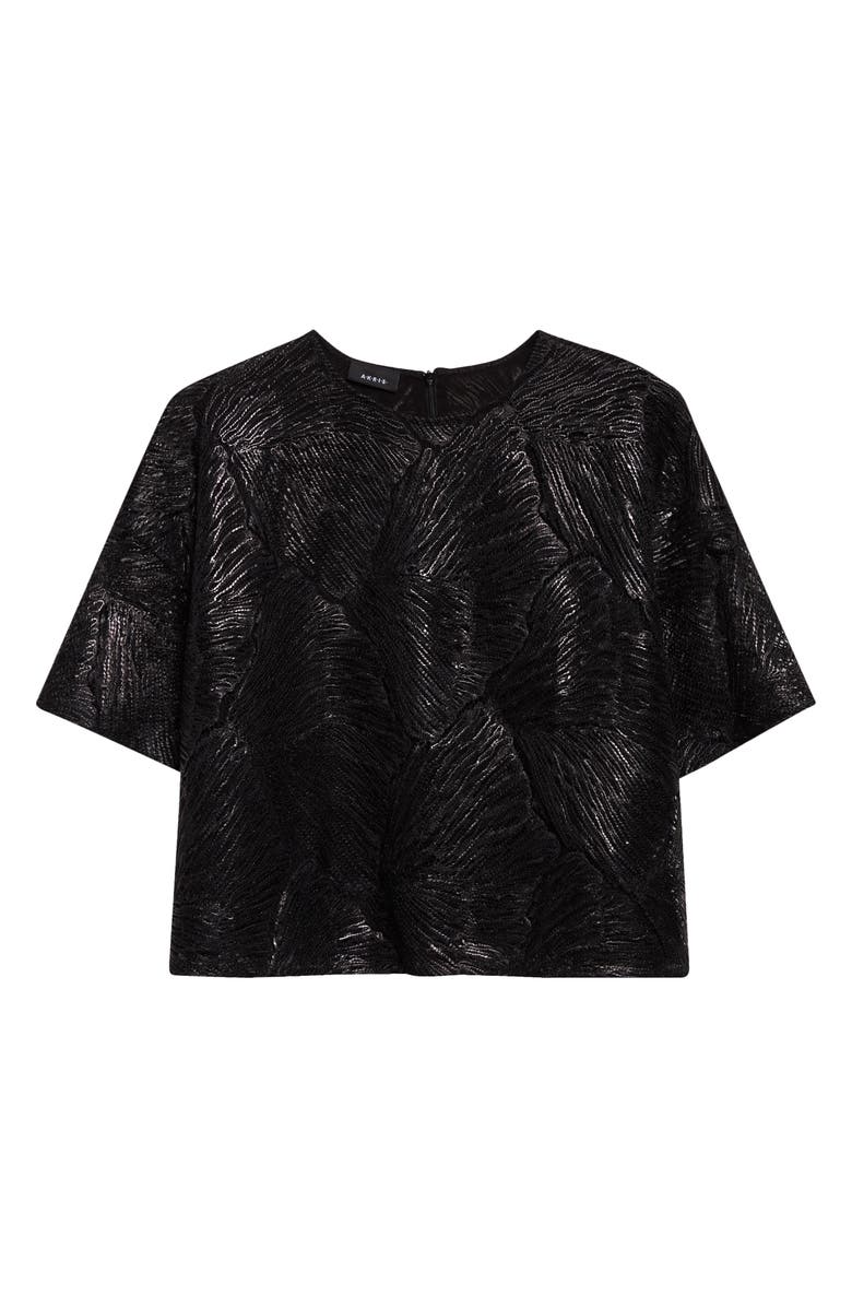 Akris Lacquered Sea Fan Lace Top, Main, color, Black