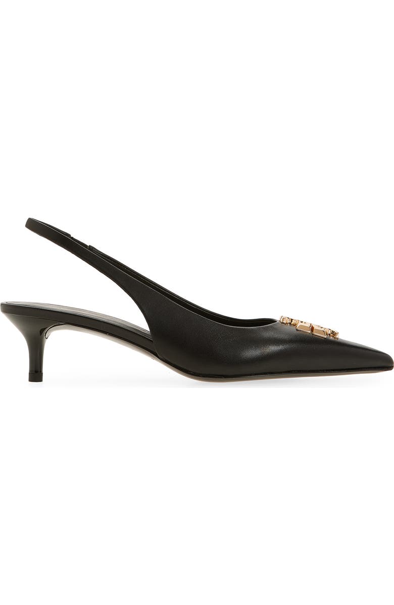 Tory Burch Eleanor Kitten Heel Slingback Pump, Alternate, color, Perfect Black / Gold