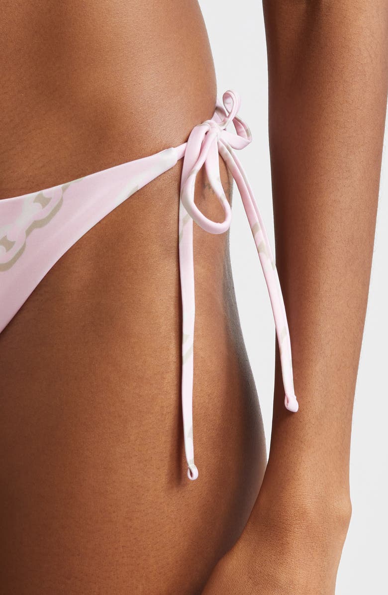 Versace Treasure Print Side Tie Bikini Bottoms, Alternate, color, Pastel Pink Milk