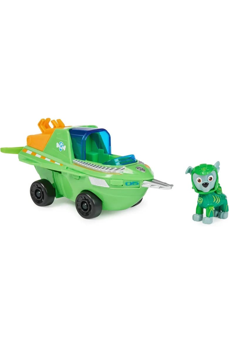 Aqua Pups Rocky Transforming Sawfish Vehicle with Collectible Action Figure, Kids Ages 3+, Main, color, Black