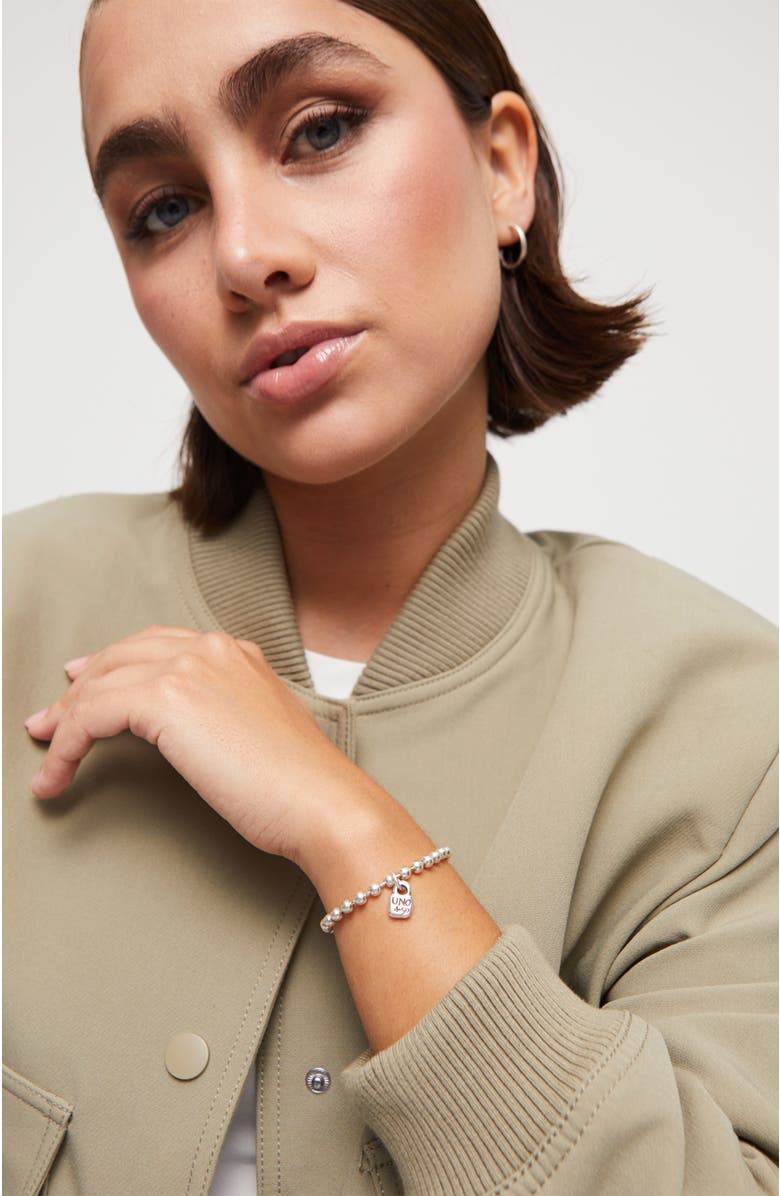 UNODE50 Beaded Charm Bracelet, Alternate, color, Silver