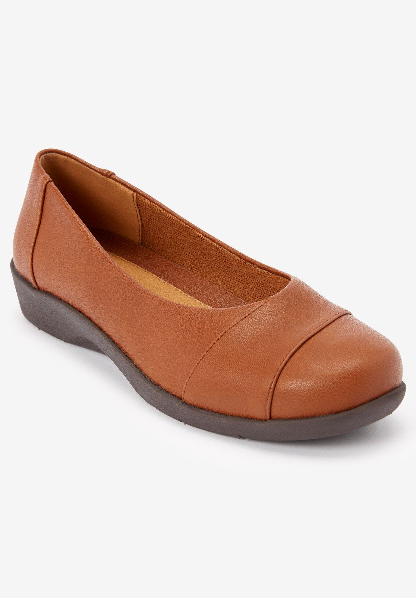 The Gab Faux Leather Slip On Flat, Alternate, color, COGNAC